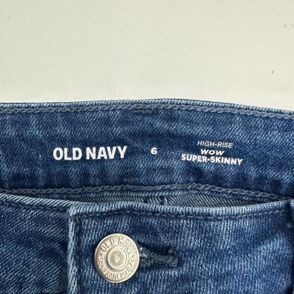 Old Navy High Rise Wow Super Skinny Women's size 6 Dark Wash Blue Denim jeans - Picture 3 of 5